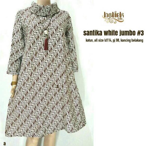 Kualitas Terbaik] Santika Black Jumbo #2/Tunik Batik Jumbo Wanita/Dress Batik Jumbo Cewe