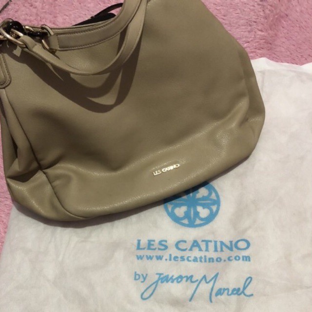 Preloved Second Tas Les Catino Enji By Palomino Tote bag Hand Handle Brown Coklat Original 100%