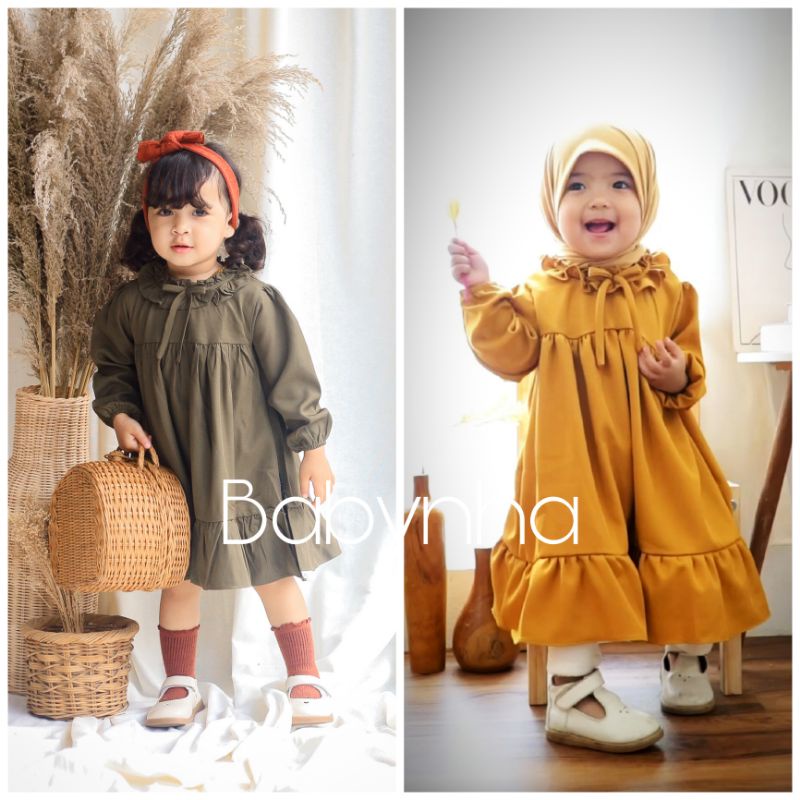 BABYNHA Dress Baju Anak Perempuan Tangan Panjang Usia 1-5 Tahun/Rumi Dress