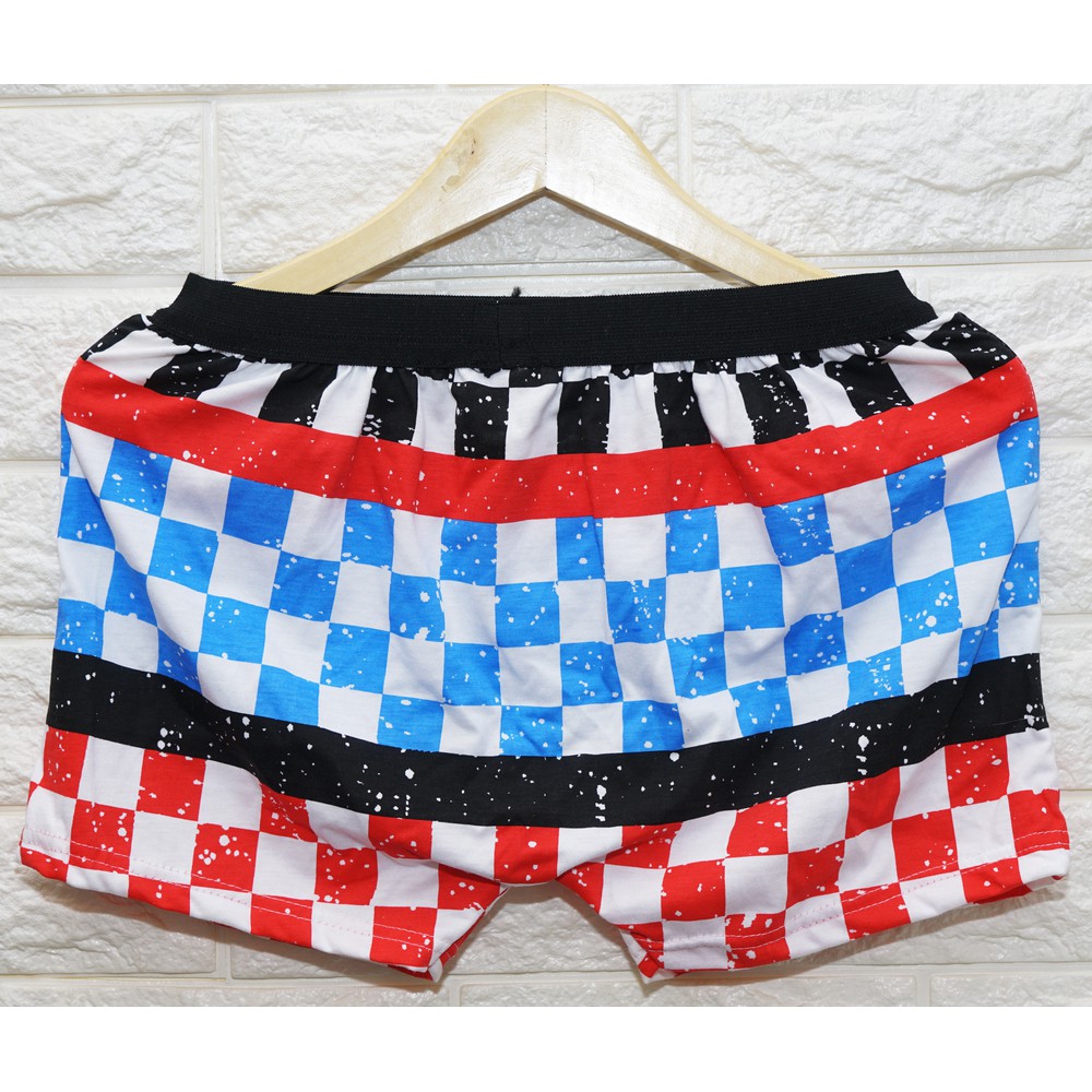 Celana  Pria / Celana Boxer Pria Wanita / Celana Motif CATUR MERAH BIRU