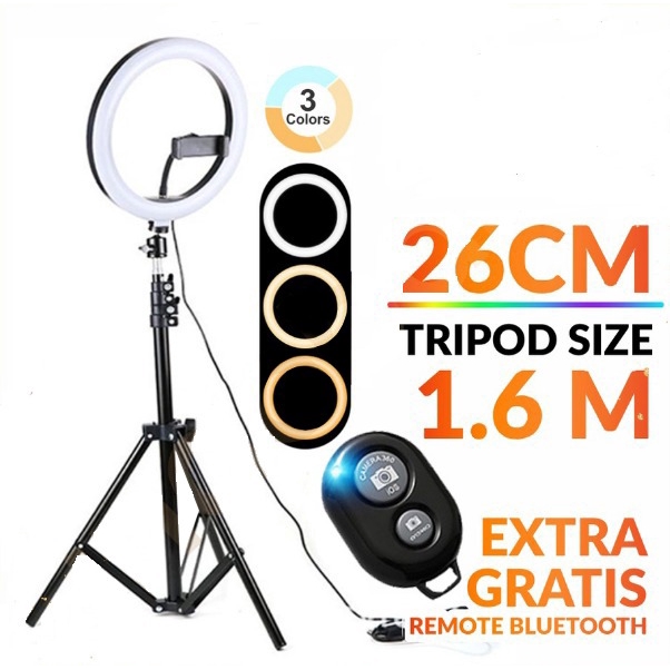 ☀INDOLAND☀ R224 RING LIGHT PAKET SUPER LENGKAP 26CM 30CM RGB+ HPHOLDER + TRIPOD 1,6M&amp;2,1M ringlight