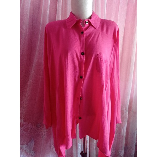Kemeja / atasan / baju / hem / wanita / pink / fanta / preloved