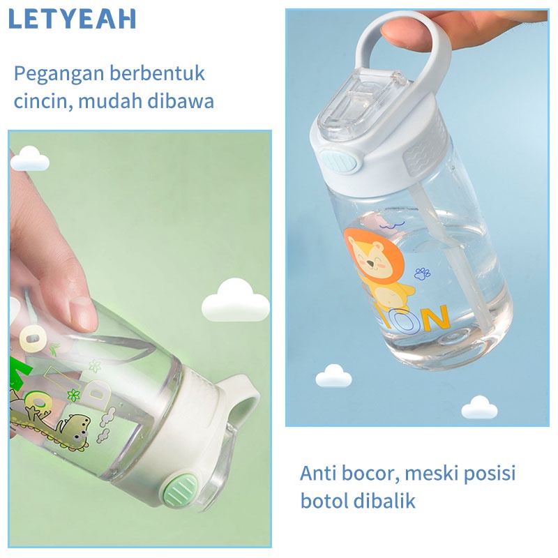 letyeah Botol minum anak portabel/Botol sedotan anak 450ml