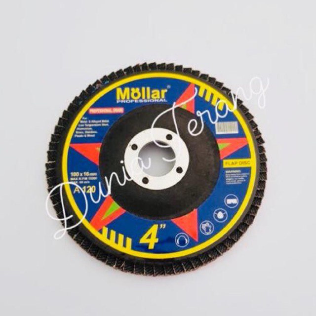 Flap Disc MOLLAR 40 60 80 100 120 150 180 220 240 - Amplas Tumpuk 100x16mm Amplas Gerinda Flap Disk