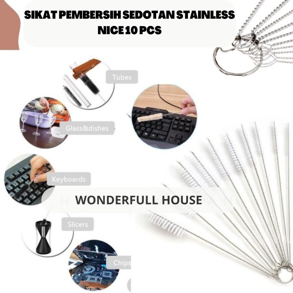Pembersih Sikat Sedotan Stainless dan Sedotan Sikat Botol Bayi Straw Brush