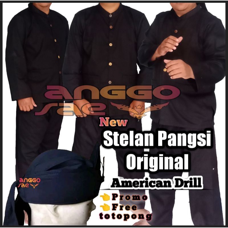 Original Baju Pangsi Katun Tebal Stelan Pangsi Dewasa anggosae American Drill Size Kumplit S-xxxl Promo free Totopong