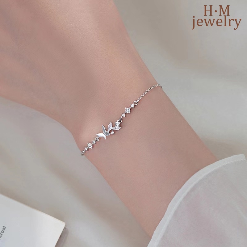 Butterfly Gelang Desain Kupu-Kupu Bunga Bahan Zircon AAA Untuk Wanita