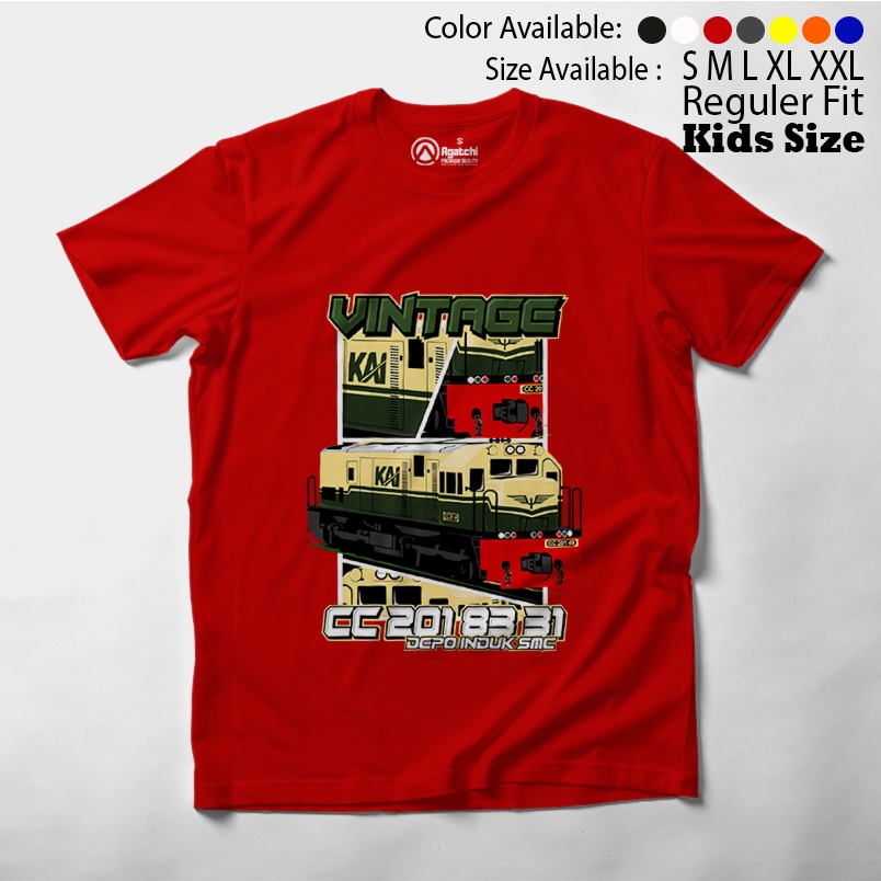 Baju Kaos Atasan Anak Laki-Laki Dan Permpuan Motif Kereta Api KAI Vintage