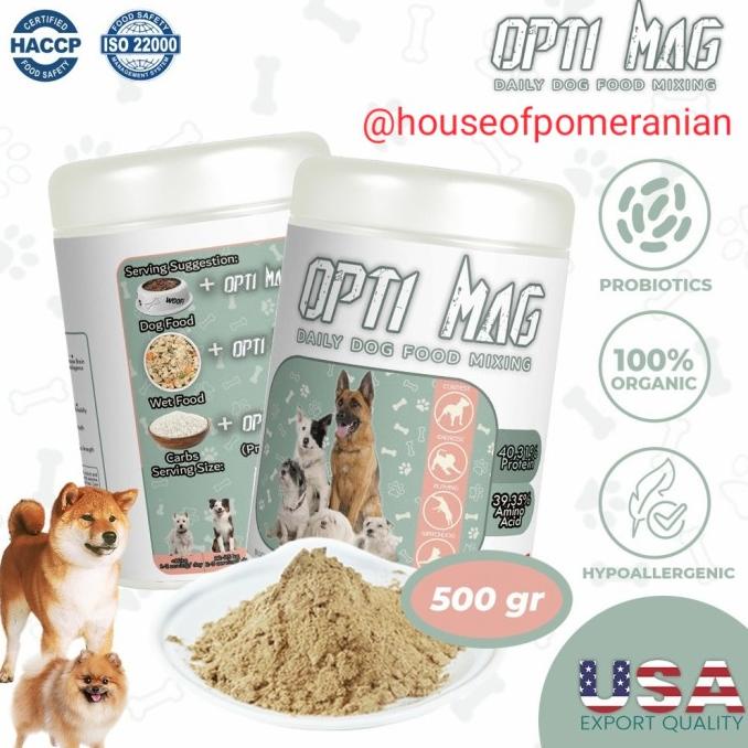 DISKON PERAWATAN ANJING OPTI MAG DOG 500G MULTIVITAMIN PENAMBAH NAPSU MAKAN BULU INDAH ANJING LIMITE