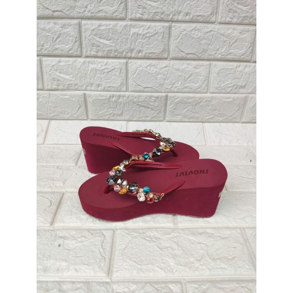 NEW!! SANDAL JEPIT INGVIVI WEDGES 7,5cm WOMEN WEDGE SANDALS