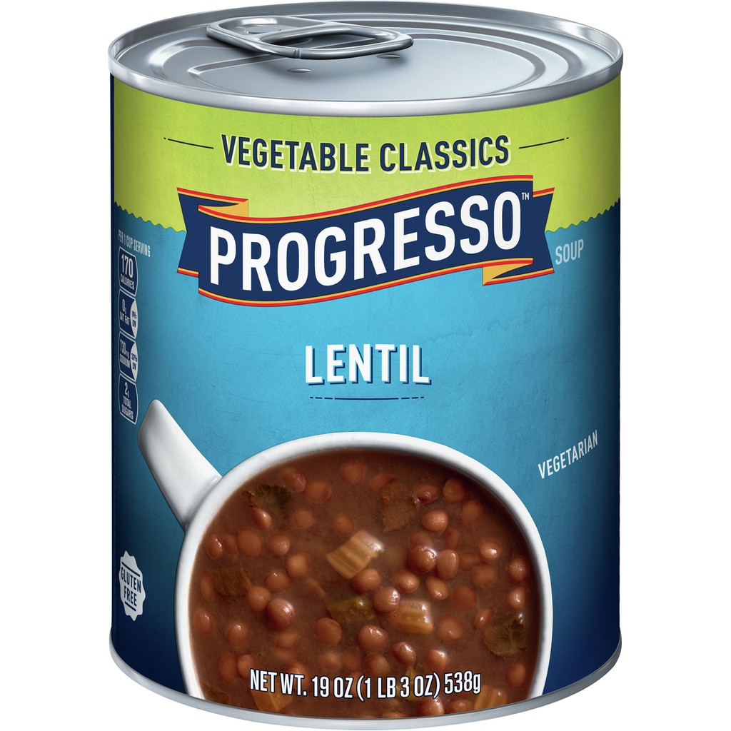 

Progresso Canned Lentil Soup Instant Meal Dinner Sup Vegetarian Vegan Food Protein Sup Kaleng