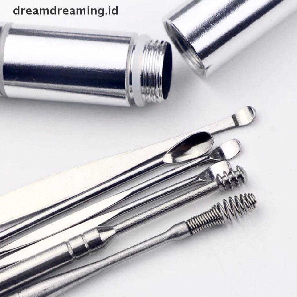 (dreamdreaming.id) 6pcs / Set Alat Pembersih Telinga Bahan Stainless Steel