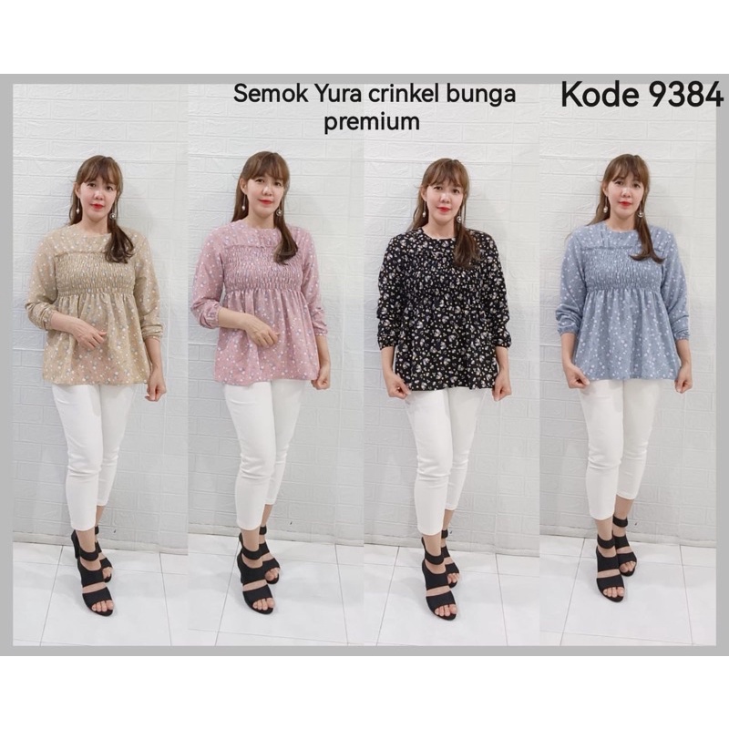 Atasan Smoke Yura Crinkle Bunga Premium / Atasan Crinkle premium / Atasan Crinkle Bunga / Atasan Wan