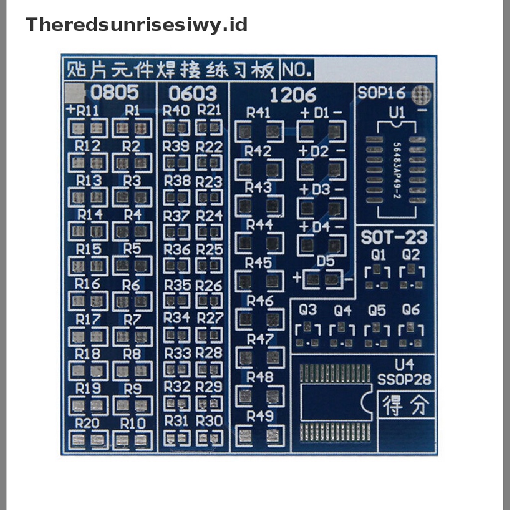 (Theredsunrisesiwy.Id) Papan Pcb Komponen Smt Smd Untuk Latihan Solder Diy