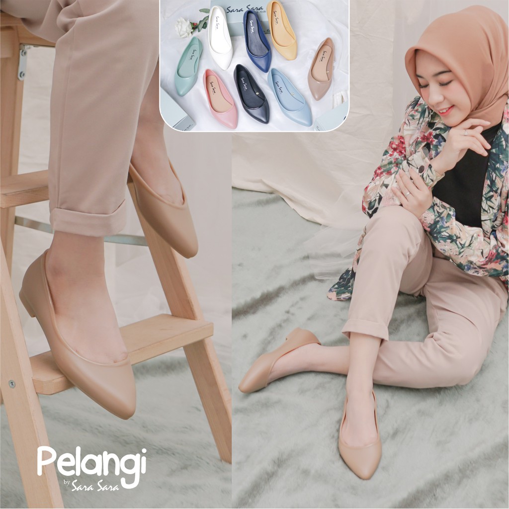 Sara Sara PELANGI Sepatu jelly wanita sepatu kerja wanita flat shoes jelly sepatu empuk terbaru