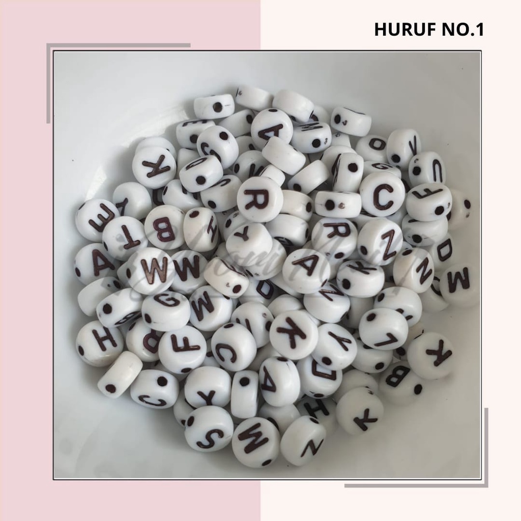 200-250pcs Manik huruf beads letter kotak bulat rainbow alphabet alfabet manik gelang strap masker