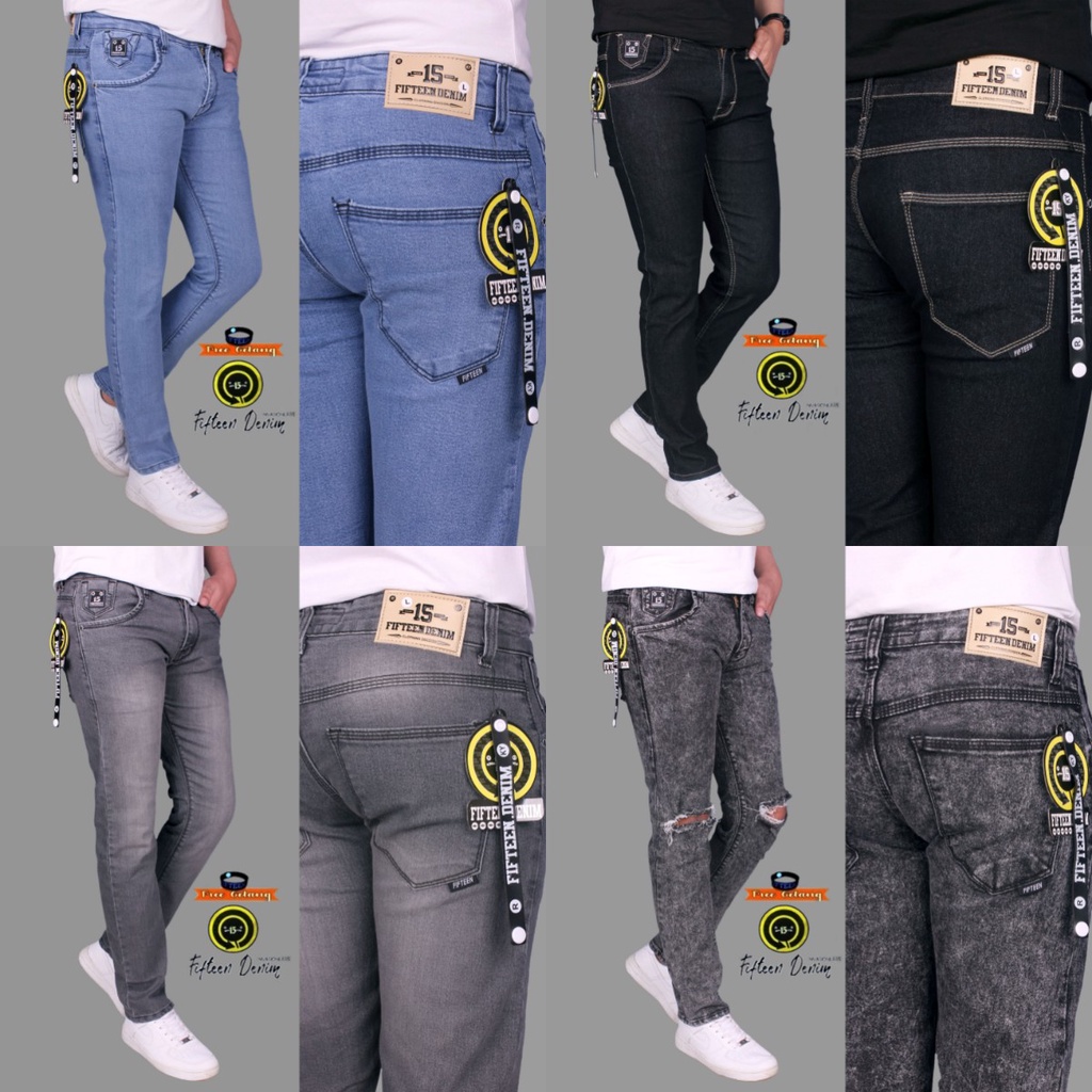 Celana Jeans  panjang pria slimfit Fifteen Casual Premium Quality