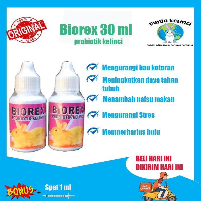 PROBIOTIK KELINCI BIOREX 30 ML SUPLEMEN NAFSU MAKAN MENGURANGI BAU KOTORAN BIO REX