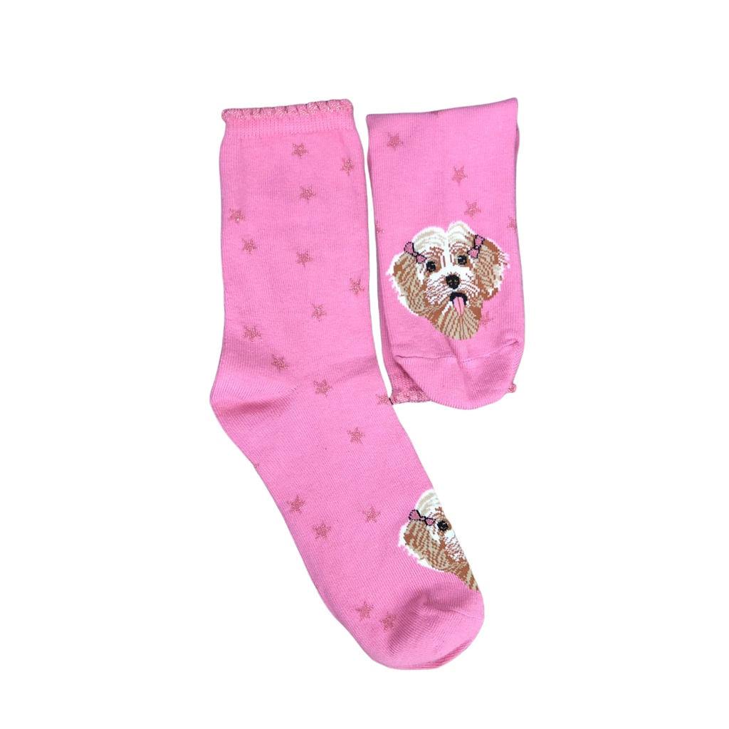 Kaos Kaki Motif Lucu-Lucu / Buah / Snack / Christmas / Snoopy / Leopard BEBAS PILIH (EXPT)-E37 Puppy PinkStar