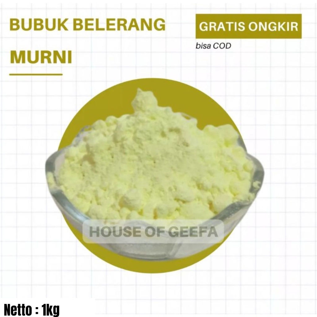 House of Geefa - Bubuk Belerang Murni Asli - Belerang Sulfur Powder 1kg - Obat Gatal Kulit Alami - B