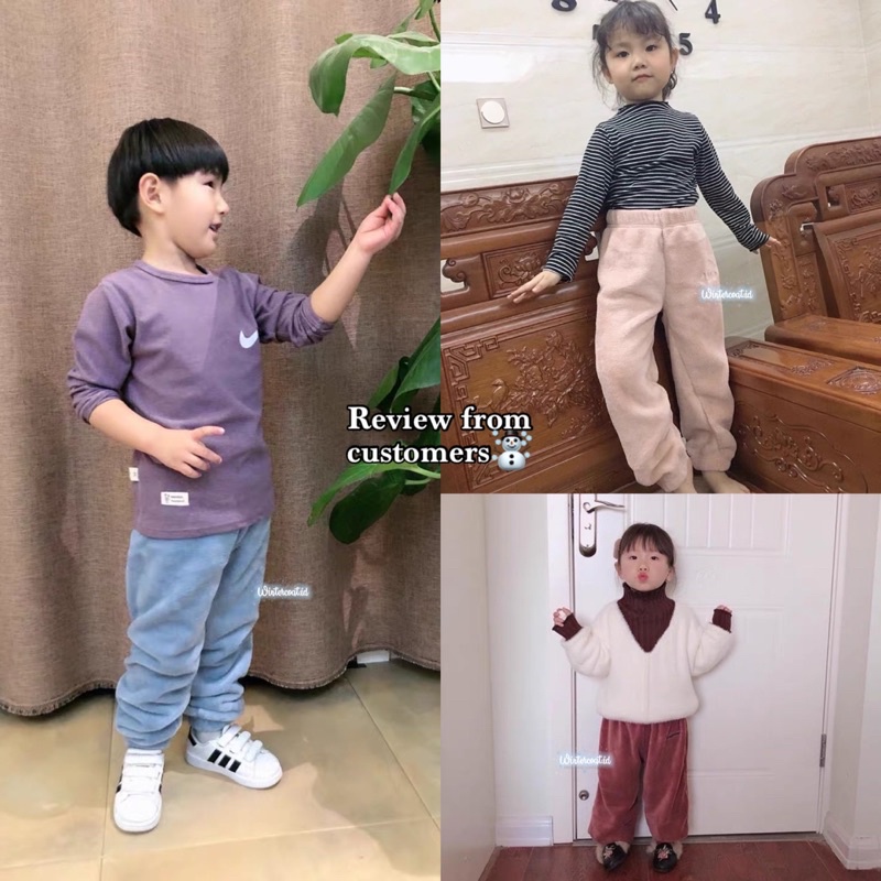 Celana winter anak bawahan musim dingin bulu import Noel fur kids pant gunung