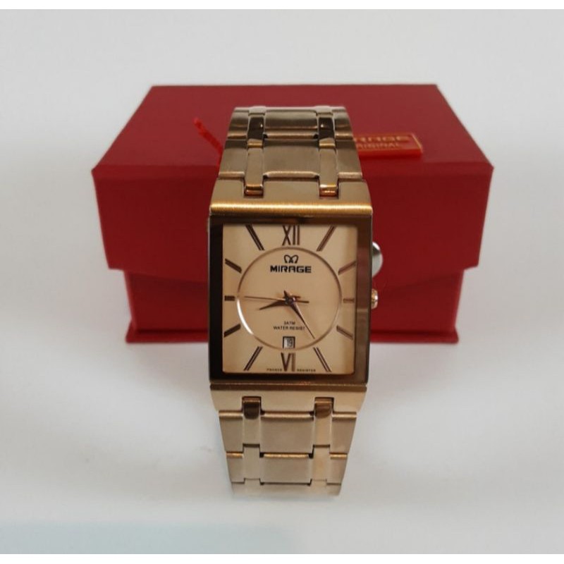 jam tangan pria/wanita;MIRAGE M7908BRP-Lsegi rosegold~ORIGINAL WATER RESISTANT~TGL~STAINLESS