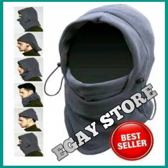 MASKER BALACLAVA 6 IN 1 FULL FACE BUFF BAHAN TEBAL LEMBUT MULTIFUNGSI HITAM PRIA BEST QUALITY