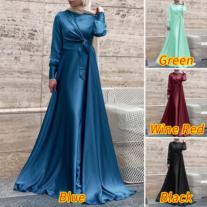 ZANZEA Women Party Gown Long Sleeve Satin Dress Elegant Ladies Maxi Dress