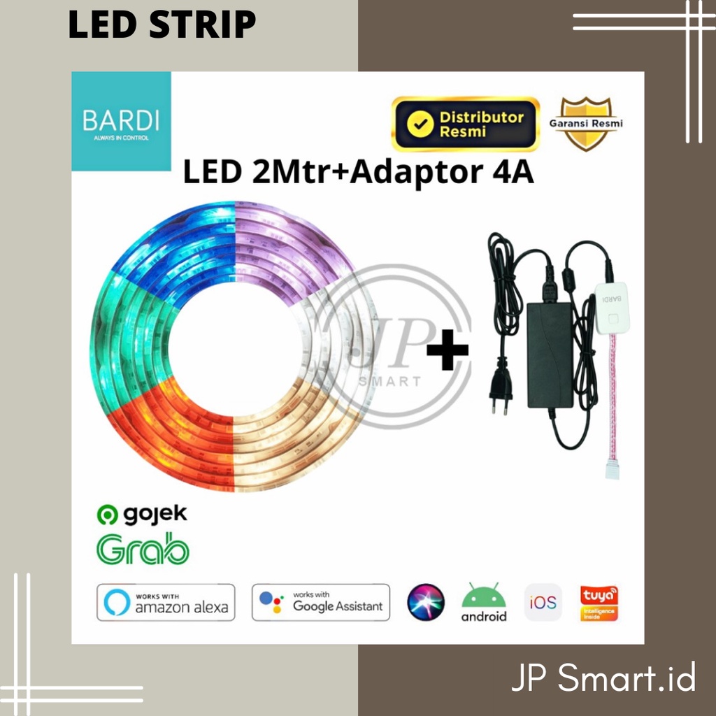 Paket Bardi Led Strip 2Mtr+Adaptor 4A For Smart Home Automitation/Google/Tuya
