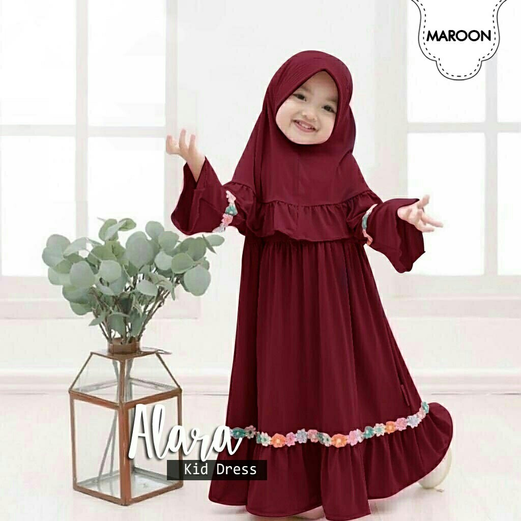 Dress Alaor + Bergo - Gamis Anak Perempuan - Baju Muslim Anak Perempuan Terbaru