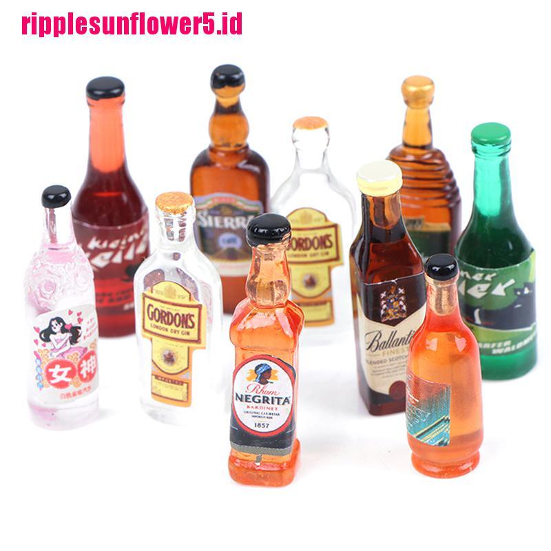 10pcs Miniatur Botol Wine Skala 1: 12 Untuk Dekorasi Dapur Rumah Boneka