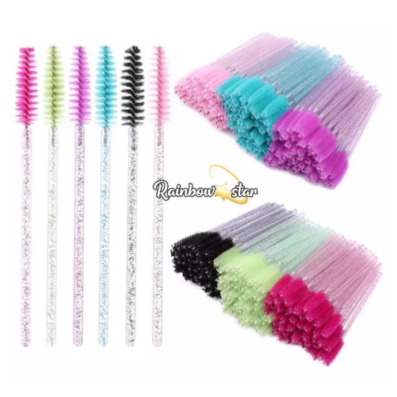 50pcs Mascara wand Glitter / Sisir Bulu Mata / Sisir Alis crystal / Spoolie Glitter / Sikat Bulu Mata