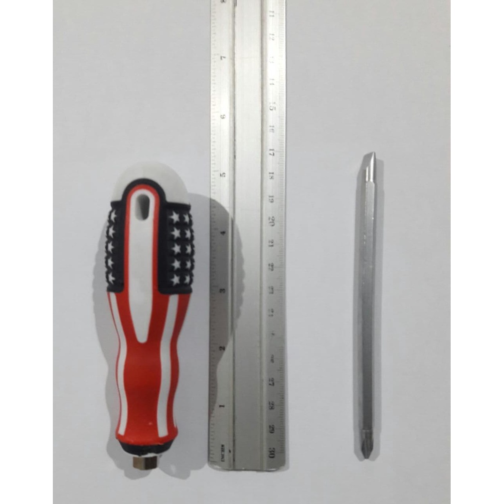 OBENG BOLAK BALIK GAGANG KARET AMERIKA 2IN1 8 INCH 2 WAY SCREWDRIVER PLUS MINUS