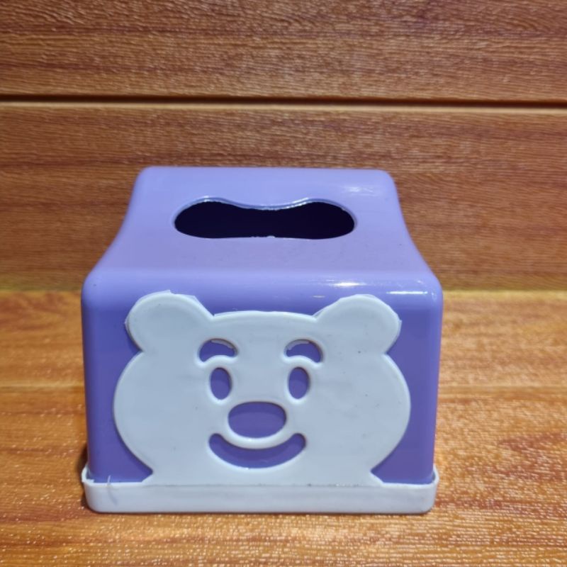 Tempat Tissue Segi Happy Bear / Tempat Tissue Plastik Karakter / Tempat Tisu Kotak / Wadah Tissue Murah