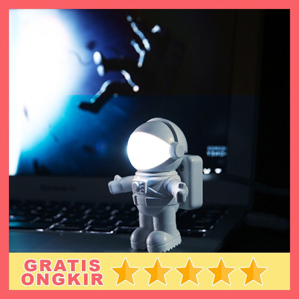 Lampu LED USB Night Light Lamp Flexible Spaceman Astronaut Hias USB Meja X01 Eshoo Gray Grab Medan