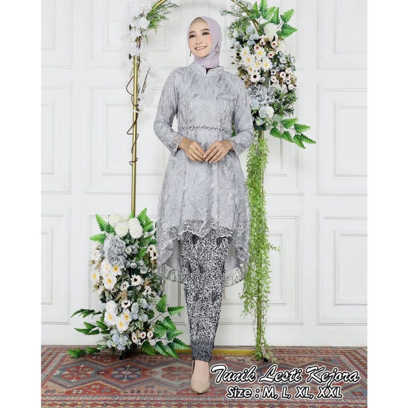 setelan kebaya tunik Lesty Payet premium//kebaya bordir //kebaya Lesty Payet buatik