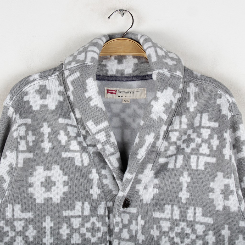 levi's men's reverve geometric fleece cardigan