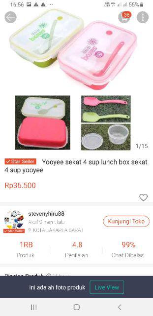 Yooyee Sekat 4 Sup Lunch Box Sekat 4 Sup Yooyee 415 + 5 Pcs Sponge Spon S1