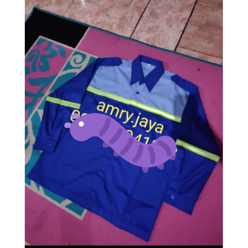 BAJU SAFETY/PROYEK/KERJA KOMBINASI LENGAN PANJANG +BED K3+ BENDERA (AMRY JAYA SURABAYA)