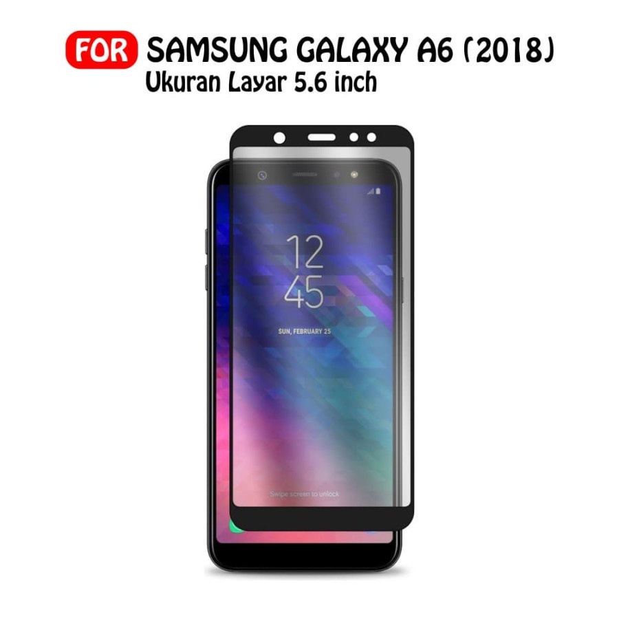 Samsung A5 2018 A6 2018 Tempered Glass Full Lem 9D Full Cover Anti Gores Kaca - White_Cell