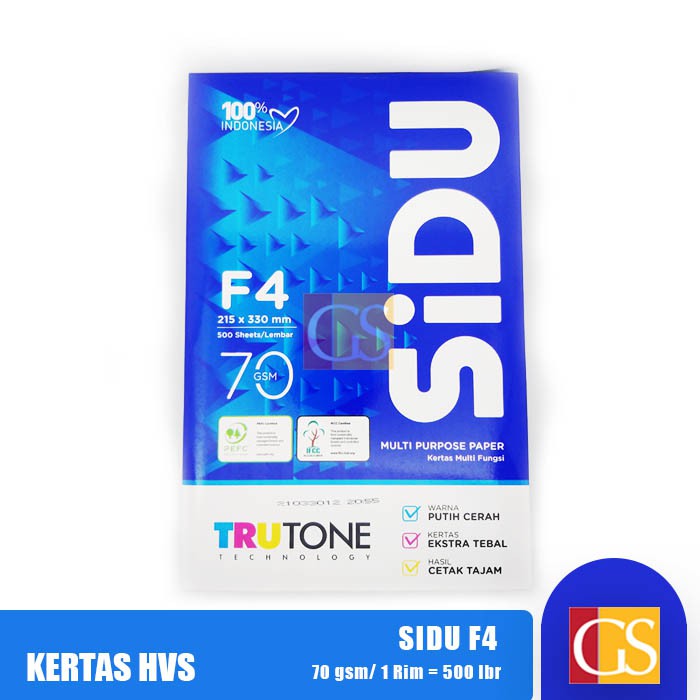 

KERTAS FOTOCOPY HVS F4 FOLIO SIDU 70 Gram