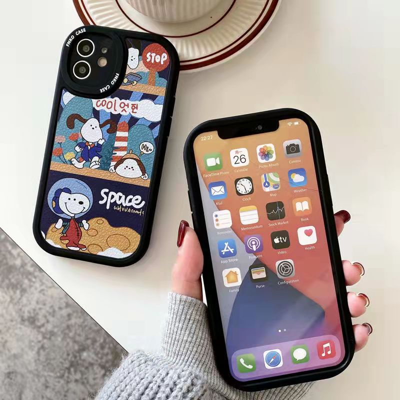 Soft Case Bahan Kulit Pu Motif Kartun Untuk iPhone 13 13pro 13prm 11 7Plus 8Plus Xr XS 13 12pro Max