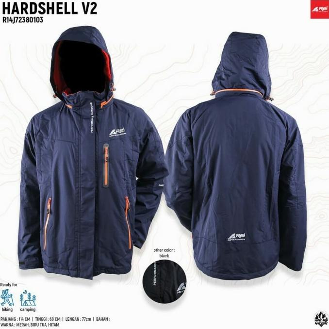 Jaket Gunung Rei Pria HARDSHELL V2 - Jaket Mendaki Pria Arei Outdoor