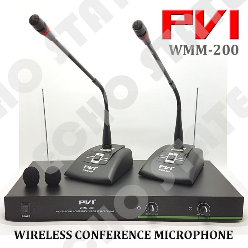 MIC WIRELESS PODIUM CONFERENCE PVI WMM-200 MIKROFON MEJA MICROPHONE PODIUM