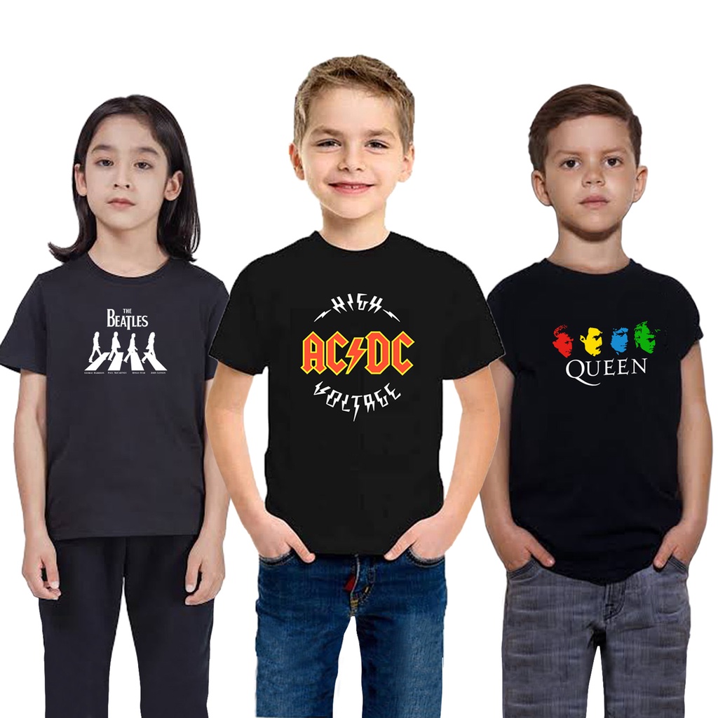 Kaos Anak Band Oblong Lengan Pendek Anak Motif Group Band Usia 1 Tahun Sampai 16 Tahun