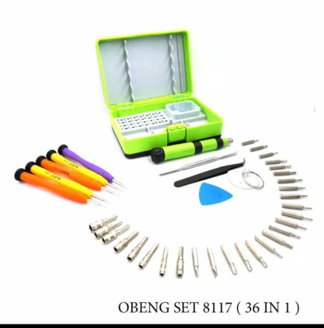 Obeng set Lengkap 36 in 1 ukuran Lihat Gambar berikut ya kode 8117