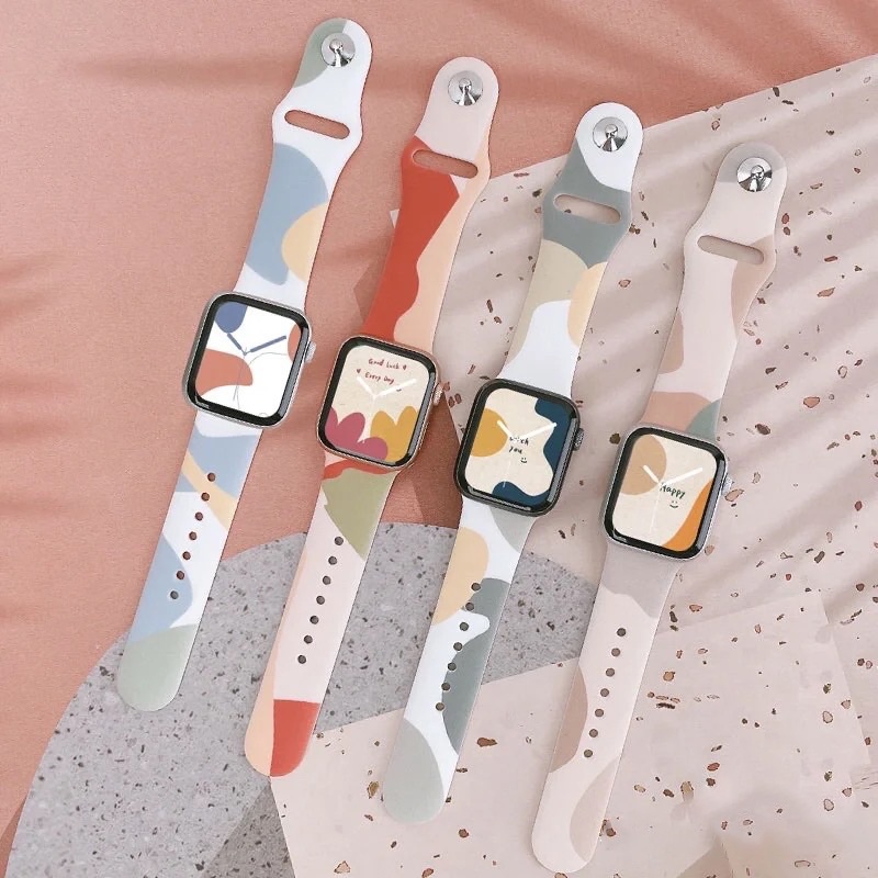 Morandi Apple Watch Silicone Strap 38mm 40mm 42mm 44mm iWatch Series 8 ultra 7 SE 6/5/4/6/2/1 Tali jam