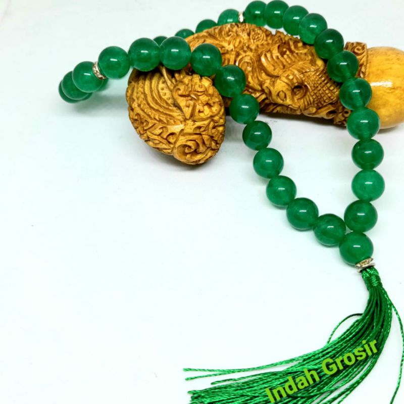 Tasbih batu giok hijau kristal 10mm 33butir natural