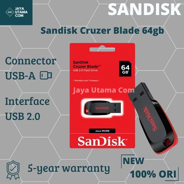 Flashdisk Sandisk Cruzer Blade 64gb ORIGINAL