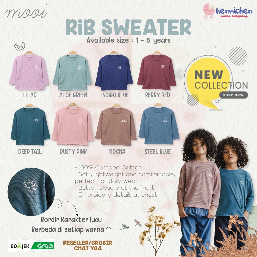 PROMO 7.7 PROMO BAJU LEBARAN MURAH Mooi Sweater Rib Anak Unisex Rib Knit 1-5 Tahun